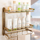 All copper antique European double-layer bathroom storage rack Bathroom A room towel rack Cosmetic storage rack Wall-mounted without punching