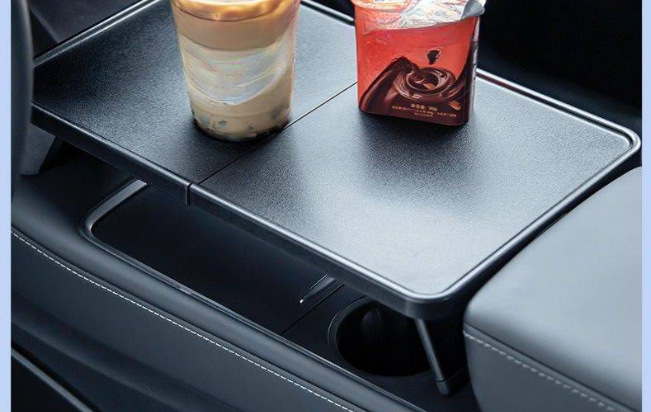 Suitable for the Updated Version of Tesla Model Y3, Car-Mounted Dining Tray Table, Central Control Camping Storage Modification Accessories, Hot-Selling