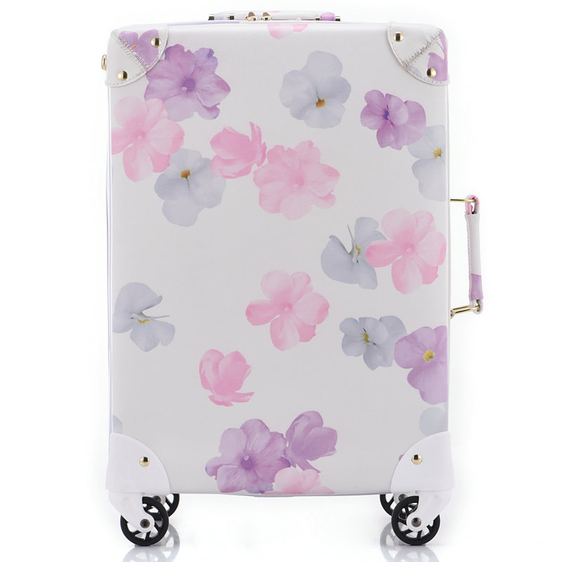 Vintage Universal Wheel Suitcase Floral PP Printed Zipper Case Universal Wheel Password Waterproof Luggage