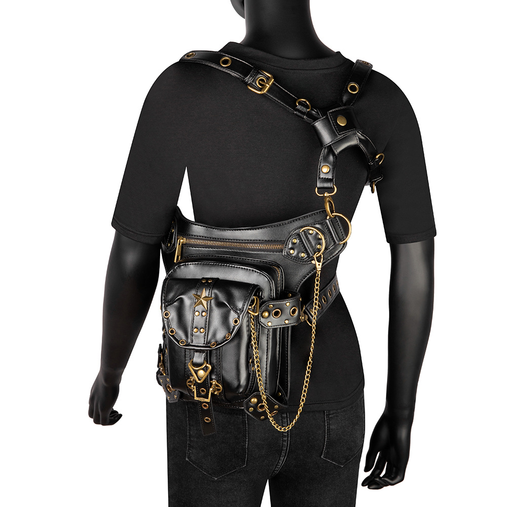 Waist bag, retro punk casual versatile shoulder bag, travel fashion small bag, European and American style solid color women's crossbody bag