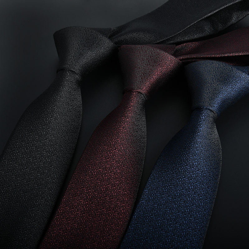 Monochrome tide solid color casual dress polyester 6cm jacquard fabric black spot wholesale men's tie