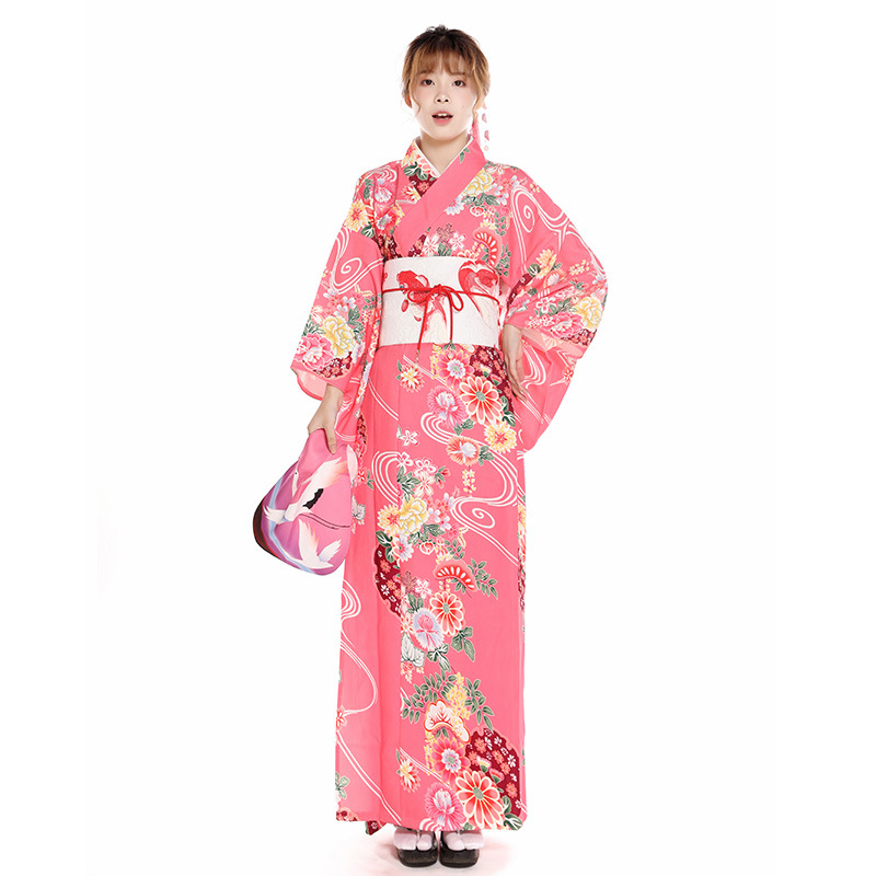 Japanese Kimono Women's Traditional Formal Small Pattern Kimono Printed Kimono Improved Version Japanese Style Photo Travel