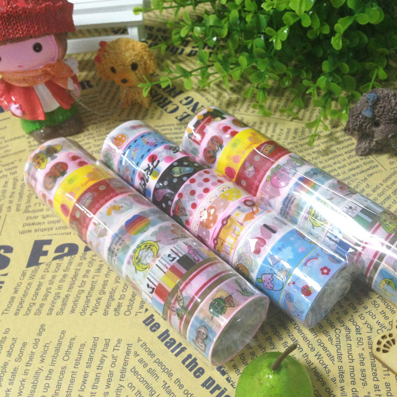 South Korea children's diy cartoon small tape students with colored paper tape cute handmade decorative hand account sticker