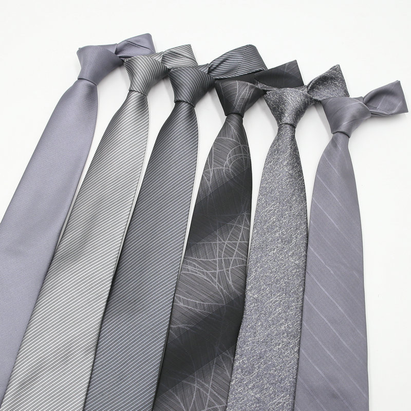 Tie Men's Korean-style Narrow Grey Men's and Women's Business Dress Wide 8cm Fashion Casual Student Fashion Silver Grey