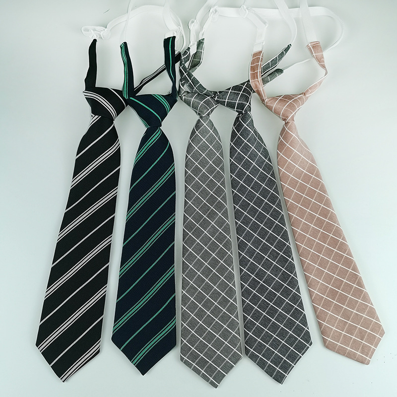 Striped JK tie student cotton pullover black and white striped rubber band British college ins Japanese uniform tie female