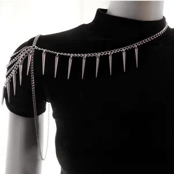 Foreign trade jewelry European and American pop punk rivet shoulder tassel necklace AliExpress ebay hot body chain