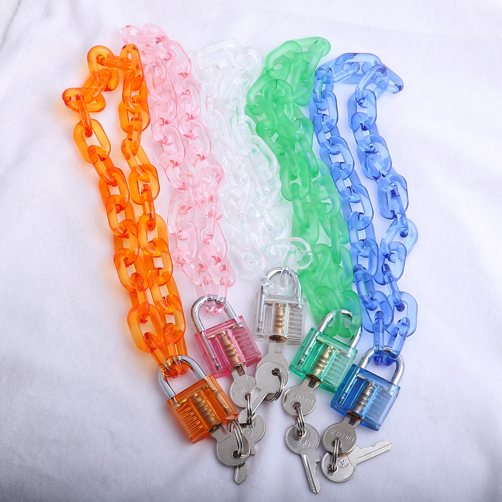 European and American Creative Fashion New Lock Necklace Acrylic Lock Clavicle Chain Trend Street Shooting Non-mainstream Wind Necklace