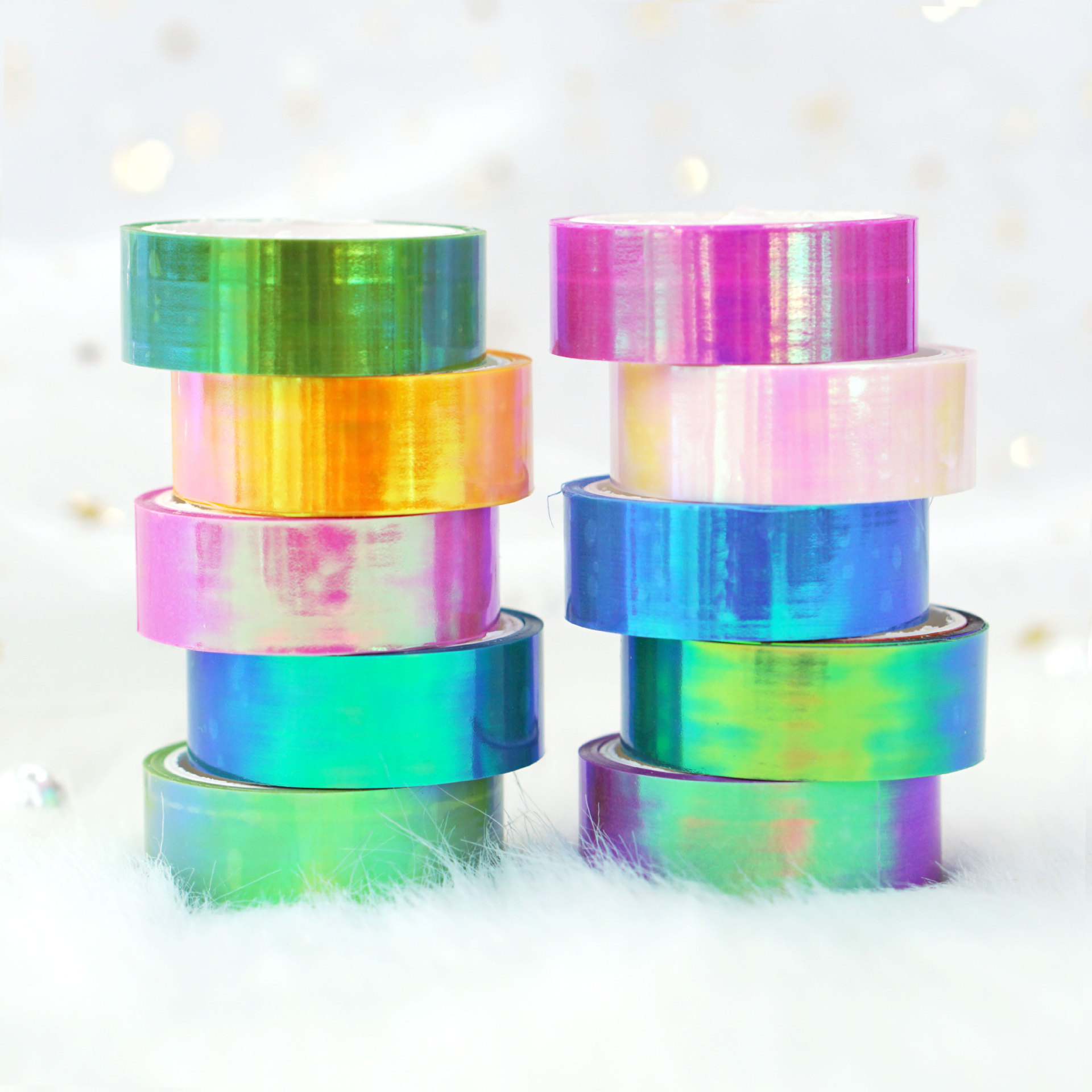 10 rolls of iridescent iris laser film tape gradient mermaid Ji cool hand account DIY decoration PE3 meter sticker wholesale