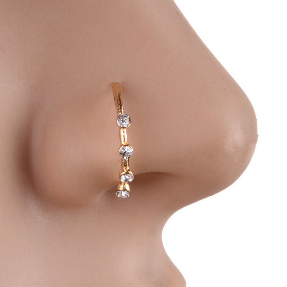 European and American hot puncture jewelry fashion exquisite nose ring Silver 4 diamond nose nail