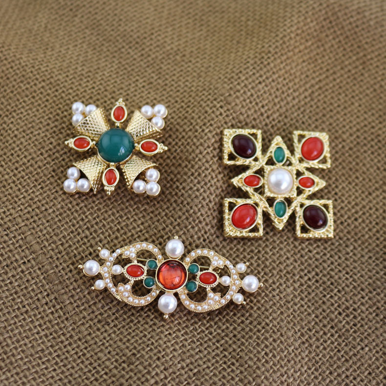 Victorian Antique Roman Sgraved Cross Pearl Ruby Baroque Vintage Brooch Corsage