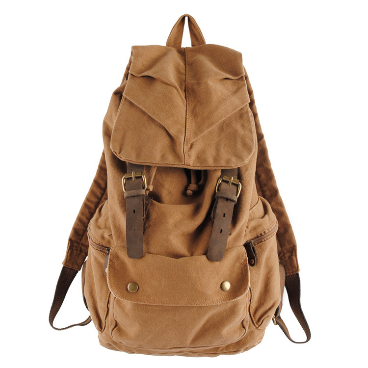 Muchuan Men's Canvas Backpack, Women's Casual Backpack, Korean Style College Style Schoolbag, Large Capacity Travel Bag