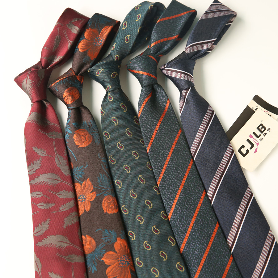 Factory Spot Polyester Jacquard 7cm Retro Style Men's Dress Business Fashion Wedding Women's British Tie