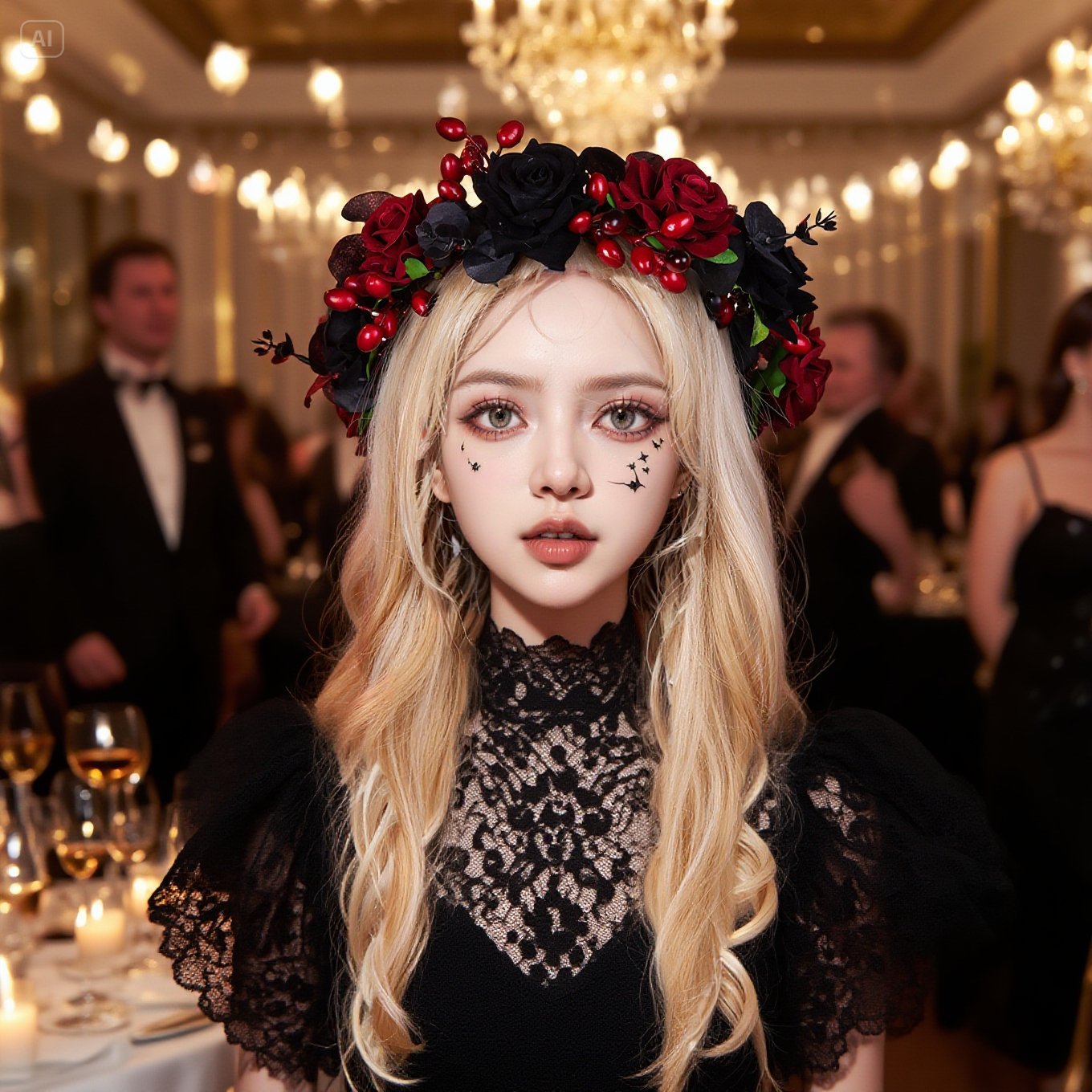 Cross-Border New Halloween Artificial Flower Headband Gothic Style Dark Vampire Hair Accessories Headband Party Cos Headwear