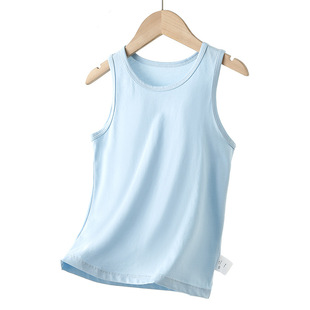 Cotton Children's Sleeveless Top Boy's Vest Pure Cotton Class A Summer Thin Solid Color Body-Fit Base Shirt for Outer Wear