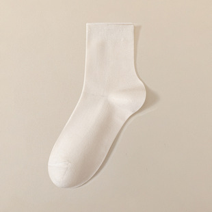 Socks Women's Black and White Striped Mid-length Socks Women's All-match Mid-length Spring and Autumn Sweat Absorbing Deodorant Breathable Sports Cotton Socks Long-length Socks