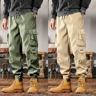 Autumn and Summer Pants Men's Loose plus size Trendy All-match Multi-pocket Auto Repair Wear-resistant Work Trendy Brand Foot-toe Overalls