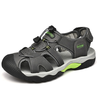 Foreign trade export Italy large size leather men's sandals hollow hole beach shoes big brand original single withdrawal outdoor