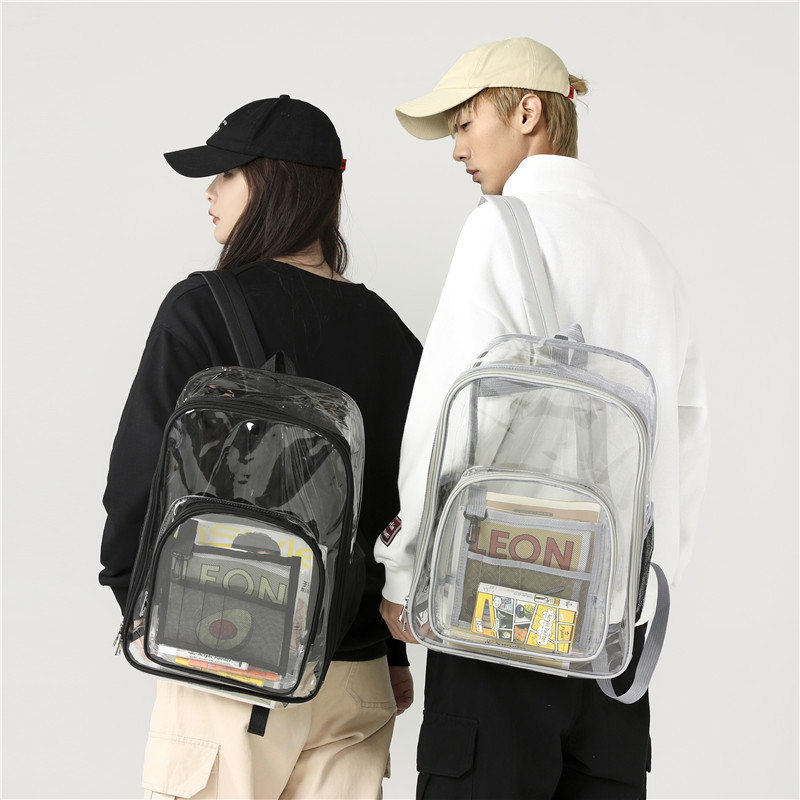 Spot Amazon Cross border Supply Transparent Backpack PVC Backpack PVC Schoolbag High Capacity Student Schoolbag