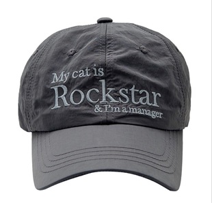 22 весна лето My catis Rockstar серая нейлоновая Кепка с вышивкой буквами бейсболка с мягким верхом шляпа