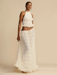 2025 Spring and Summer New European and American Fashion Sexy Backless Neck Lace Vest Dress suit