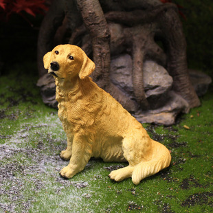Simulation golden retriever dog model decoration cross-border Garden cute dog decoration home resin crafts car car