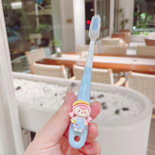 Children's toothbrush 6 to 12 years old cartoon cute character gingival care baby ten thousand hair silicone soft bristle toothbrush wholesale