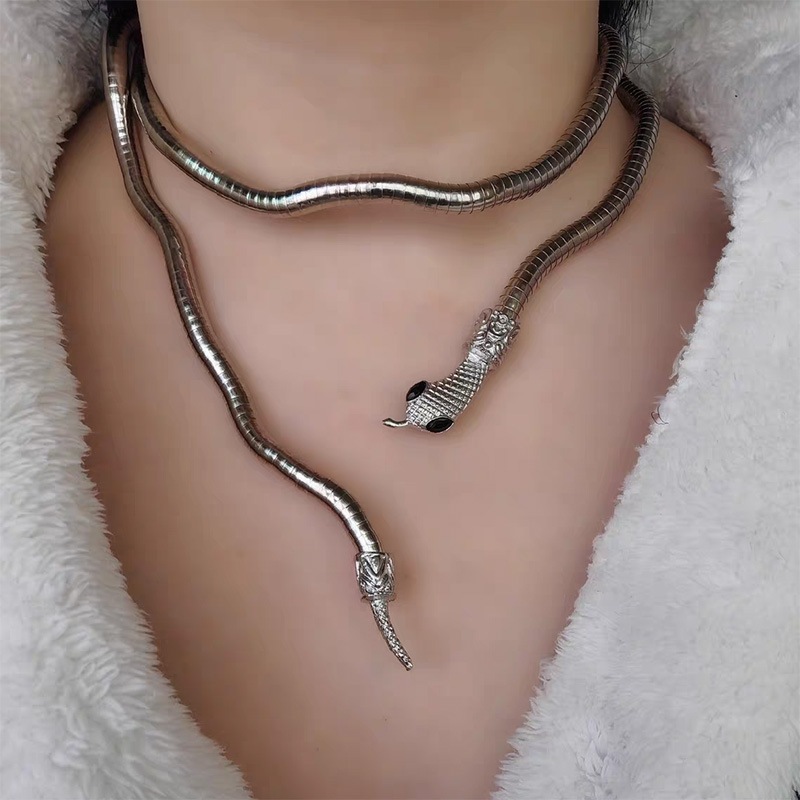Personalized Winding Snake-Shaped Necklace European and American Ins Cool Style Niche Design Sexy Dark Collar Accessories for Women and Men