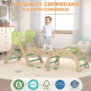 Wooden climbing frame cross-border wholesale enlightenment early education indoor baby wooden slide combination toy children's climbing frame