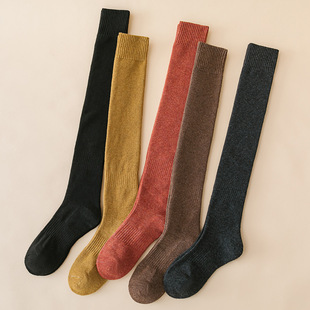 Women's lengthened Terry over-the-knee socks winter warm stockings fleece-lined thick wool socks cotton knee pads leg socks