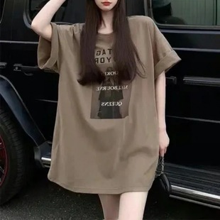 chubby girl Large Version Retro Short-sleeved T-shirt Women's 2023 New Loose Fashion Brand Summer plus size Women's European Clothes