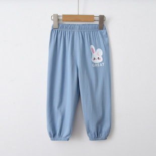 Yuwang Children's Pants Thin Jeans Girls Summer Children's Wear Big Ear Cute Rabbit Double-use Stretch Denim Children's Pants