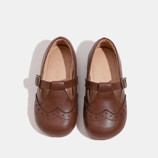 Vintage British Style Children's Shoes Children's 1-3-6 Years Old Shallow Mouth Girls Leather Shoes Children's Princess Shoes Baby Shoes