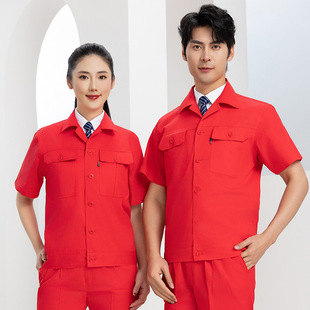 Summer Cotton Work Clothes suit Long and Short Sleeve Men's and Women's Factory Clothes Breathable Wear-resistant Factory Cotton Labor Protection Work Clothes