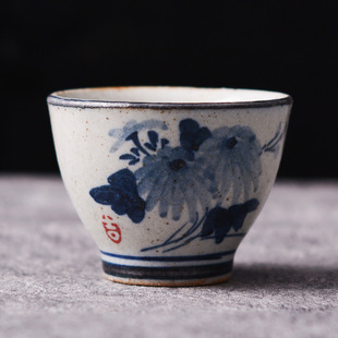Jixuan винтажная керамическая чайная чашка Цзиндэчжэнь синяя и белая фарфоровая чайная чашка ручная роспись подглазурная старый керамический чайный сервиз Кунг-фу