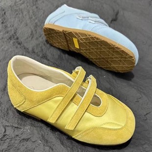 Mary Jane Women's Shoes 2025 Summer New Velcro Double Strap Soft Sole Ballet Shoes Lightweight Comfortable Flat Single Shoes