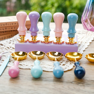 Vintage Fire Paint Seal Set Nine-piece Seal Fire Paint Wax Grain Handle Spoon Envelope Seal Fire Paint Seal