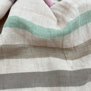Yijiu original spring and summer women's shirt dress linen striped spring and summer cotton and linen color Jacquard yarn-dyed striped