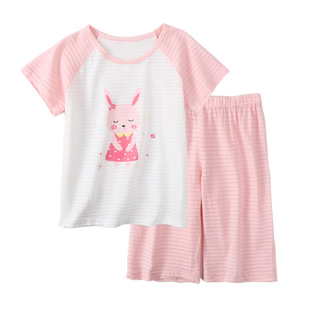Children's Short-sleeved Home Suit Cotton Children's Short-sleeved T-shirt Shorts Two-piece Set Baby's Summer Air-conditioning Suit