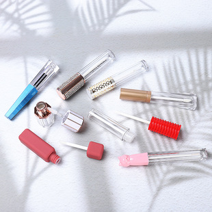A Variety of Customized Double-Headed Transparent Frosted Long Conical Lip Gloss Tubes Marble Square Octagonal Lip Glaze Empty Tube Bottles