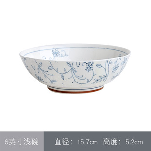 Jingdezhen Blue and White Porcelain Bowl Plate Spoon Tableware Soup Noodle Bowl Japanese Style Simple Household Rice Bowl Single Underglaze Color Ceramic Bowl