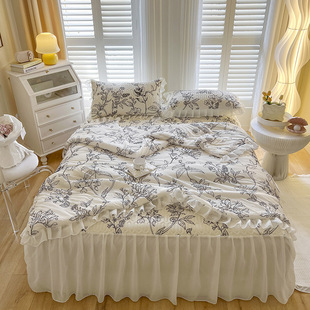 Summer edging new class a printing thickened cool ice silk bed hat latex mat three four piece set machine washable