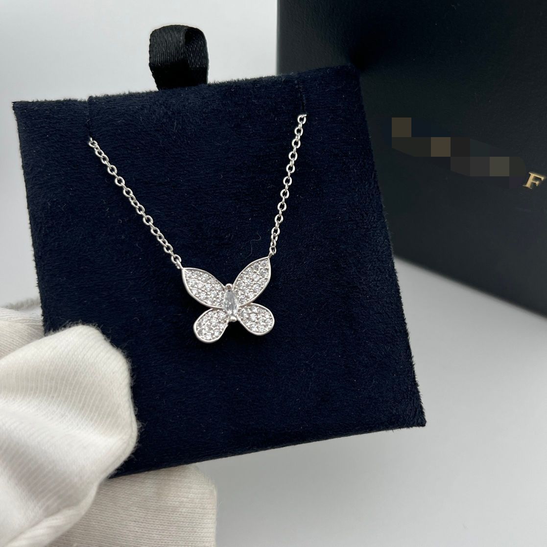 High-End Version of the Gracia Phantom Double Butterfly Necklace for Women, Light Luxury, Gentle Temperament, Phantom Flower Full Diamond Flower Necklace