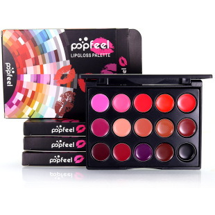Cross-border POPFEEL15 color lip color plate matte lipstick waterproof non-fading lip glaze lip gloss mini makeup genuine goods