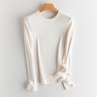Power Factory Silk Heating Thin Velvet Long-sleeved Collar Base Shirt Women's Half-high Collar Slim-fit Warm Top