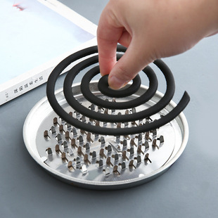 Stainless Steel Mosquito Incense Tray Household Fireproof Mosquito Incense Box with Lid Safe Outdoor Creative Ash Mosquito Incense Stove Grid