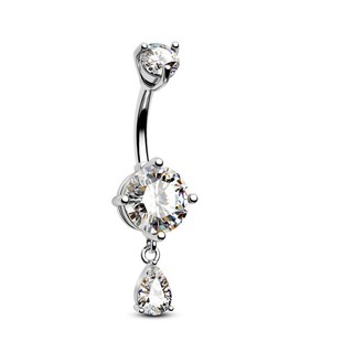 New Hot Selling Stainless Steel Double Heart-Shaped Belly Button Ring Butterfly Belly Nail Exquisite Micro-inlaid Zircon Umbilical Ring Piercing Jewelry