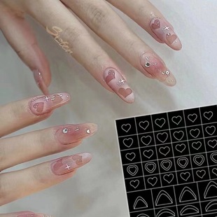Nail Art Style Stickers Internet Celebrity Hot Style Crescent Star Auxiliary Stickers Nail Decoration Small Pattern Wavy Line Patches