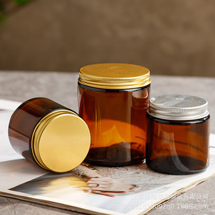 Wholesale brown glass jar aromatherapy candle jar 250ml brown dark diy fragrance candle holder Cup with lid empty cup