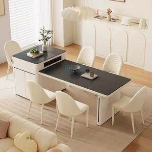 fLE Modern Cream Rock Board Island Table Table Small Apartment Retractable Simple Household Nakajima Eating Tea Integrated