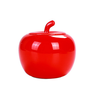 Ceramic Tea Can Large Creative Apple Storage Sealed Can Packaging Box Green Tea Pu'Er Tea Can Chinese Style
